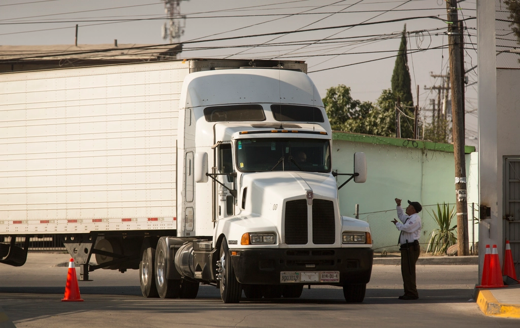 Customs and logistics yard near a Mexican border crossing